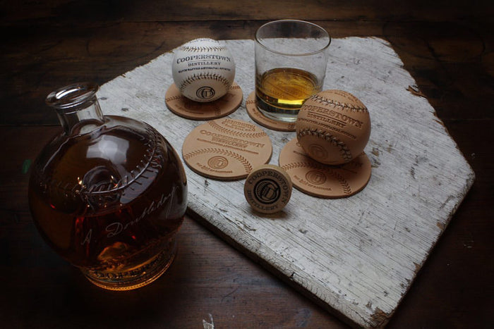 Leather Baseball Coasters (Set of 4)