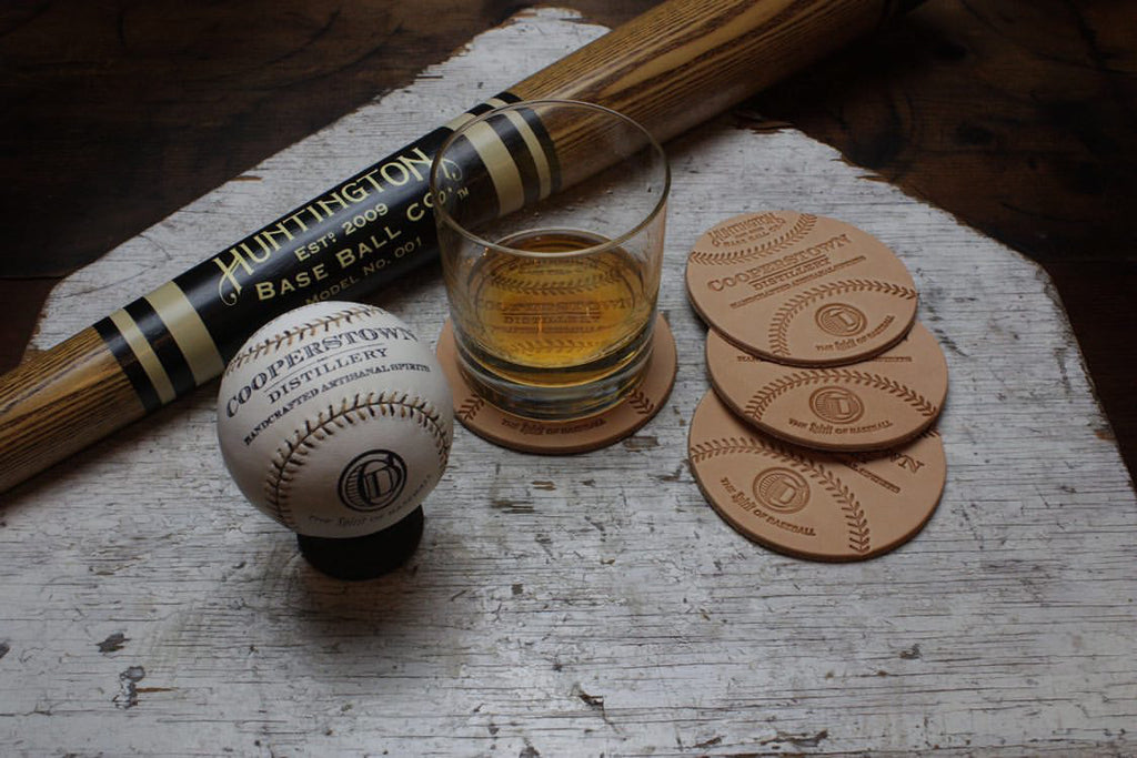 Leather Baseball Coasters Set of 4 Shop Cooperstown Distillery